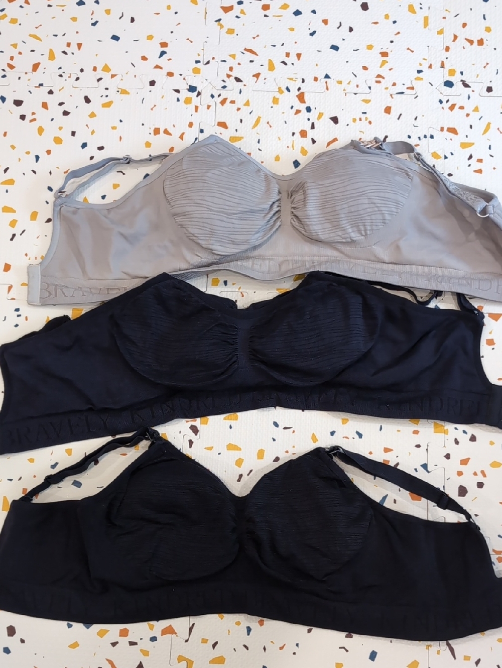 Kindred Bravely Nursing Bralette Pack in Gray and Black